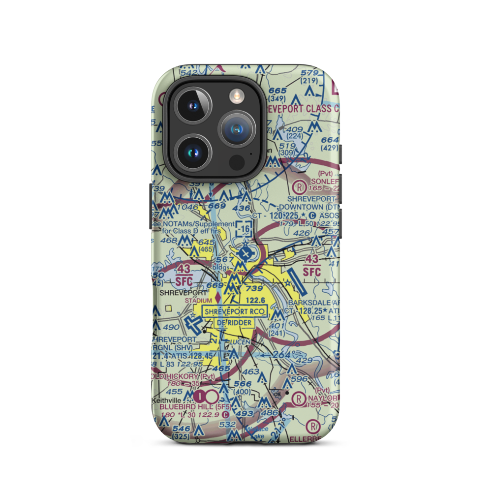 Shreveport Downtown Airport (DTN) VFR Sectional  Tough iPhone Case iPhone 16 Pro model shown