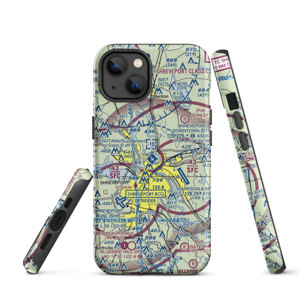 Shreveport Downtown Airport (DTN) VFR Sectional  Tough iPhone Case iPhone 13 model shown