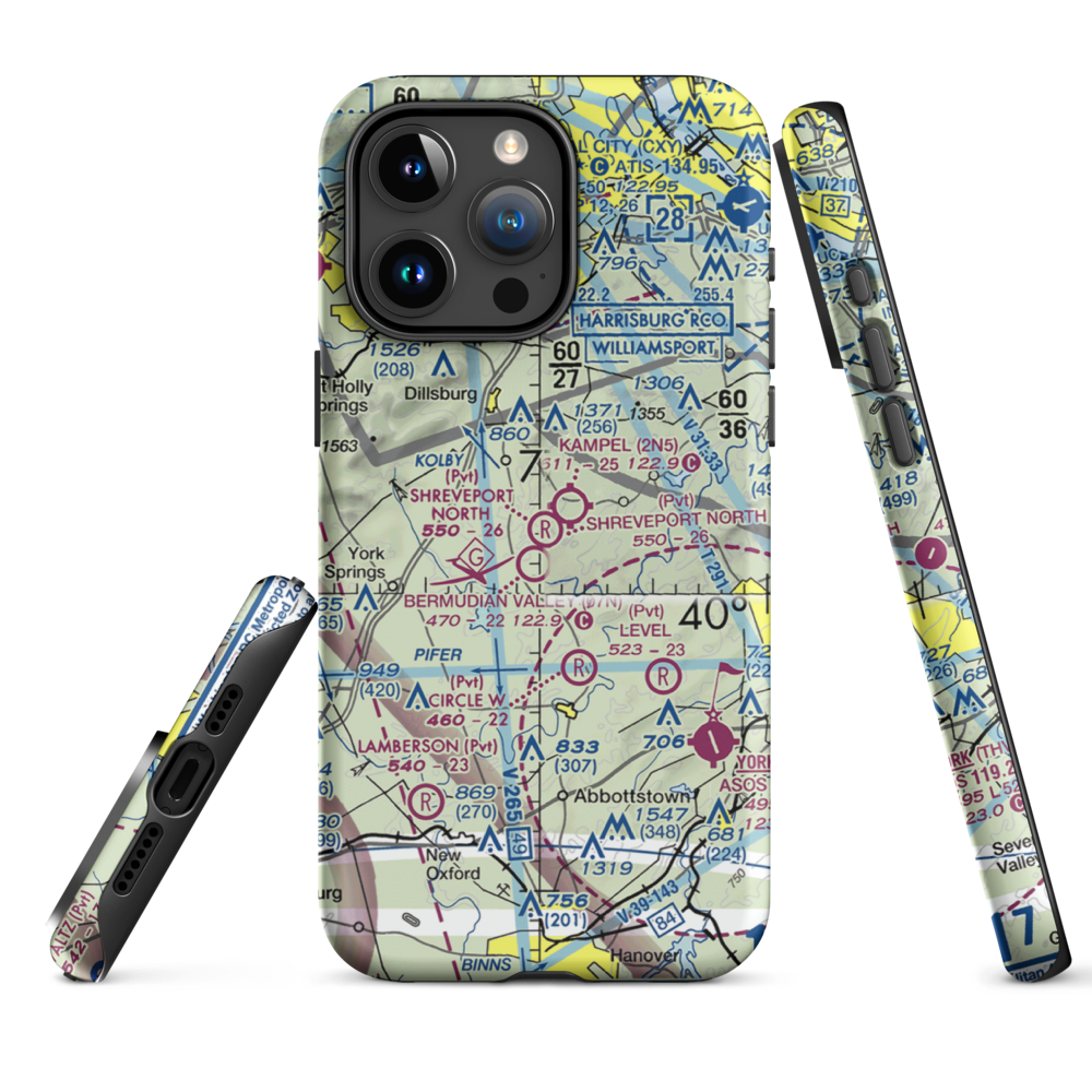Shreveport North Airport (62PA) VFR Sectional  Tough iPhone Case iPhone 15 Pro Max model shown