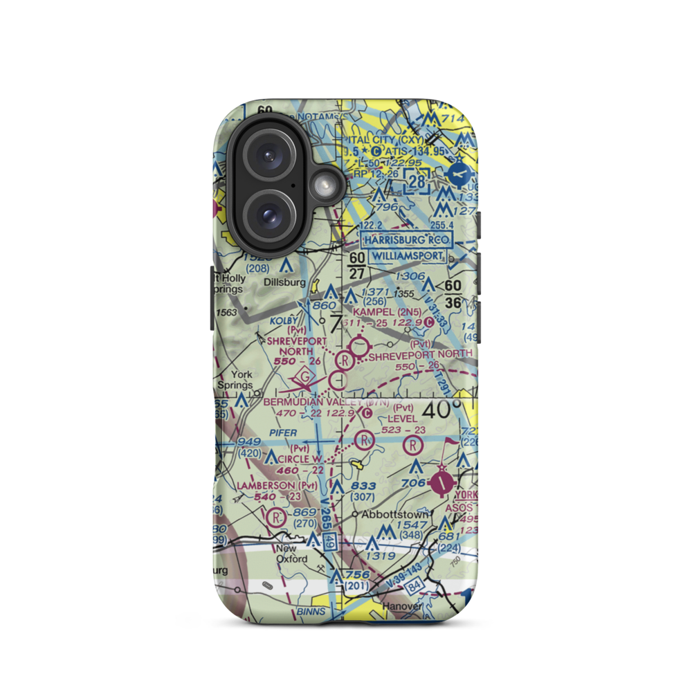 Shreveport North Airport (62PA) VFR Sectional  Tough iPhone Case iPhone 16 model shown