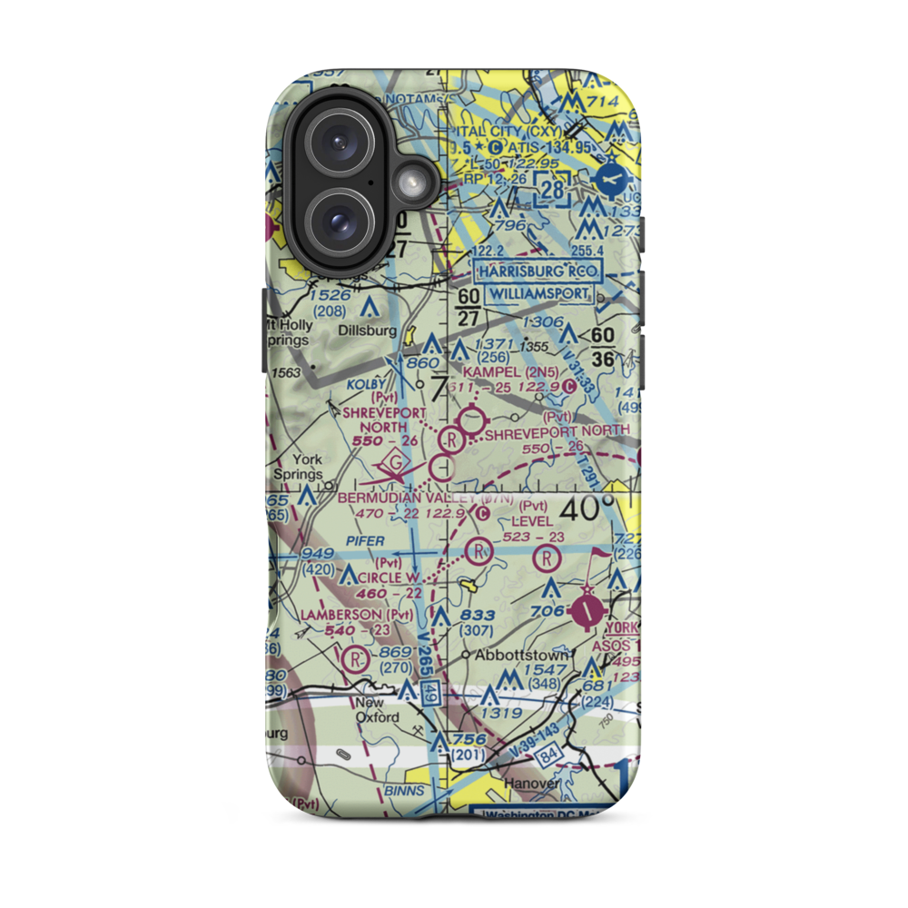Shreveport North Airport (62PA) VFR Sectional  Tough iPhone Case iPhone 16 Plus model shown