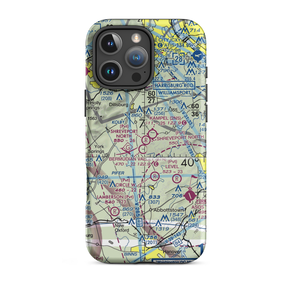 Shreveport North Airport (62PA) VFR Sectional  Tough iPhone Case iPhone 16 Pro Max model shown