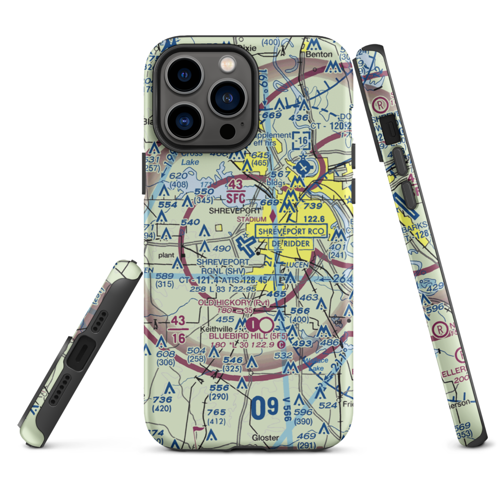 Shreveport Regional Airport (SHV) VFR Sectional  Tough iPhone Case iPhone 13 Pro Max model shown