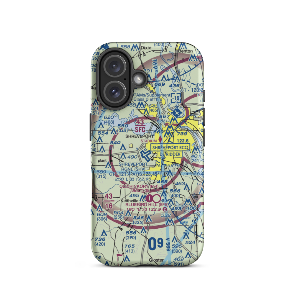 Shreveport Regional Airport (SHV) VFR Sectional  Tough iPhone Case iPhone 16 model shown