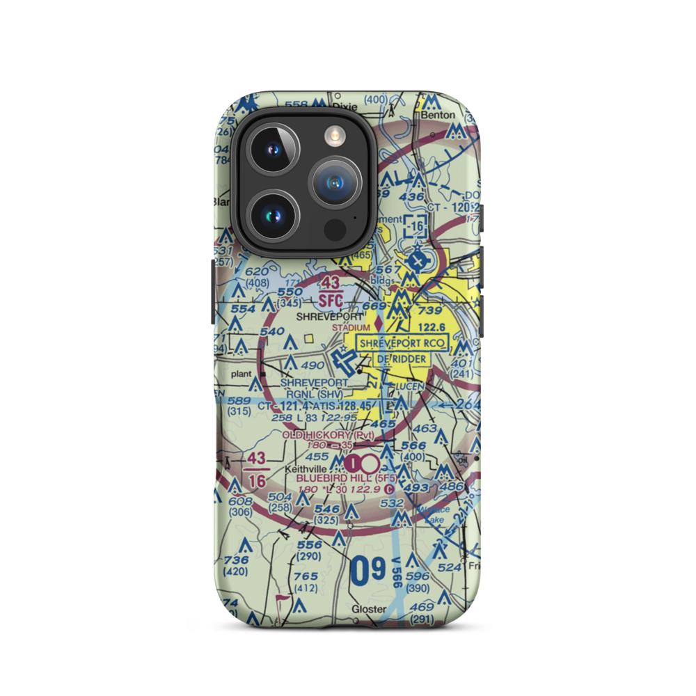Shreveport Regional Airport (SHV) VFR Sectional  Tough iPhone Case iPhone 16 Pro model shown