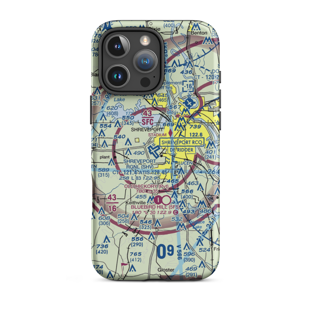 Shreveport Regional Airport (SHV) VFR Sectional  Tough iPhone Case iPhone 16 Pro Max model shown