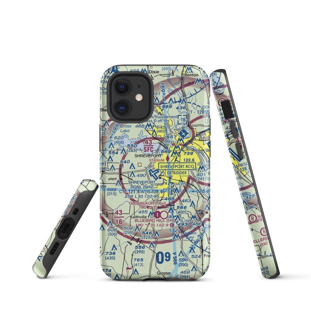Shreveport Regional Airport (SHV) VFR Sectional  Tough iPhone Case iPhone 12 mini model shown