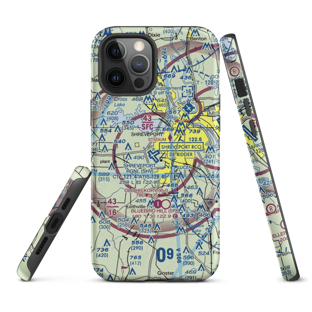 Shreveport Regional Airport (SHV) VFR Sectional  Tough iPhone Case iPhone 12 Pro Max model shown