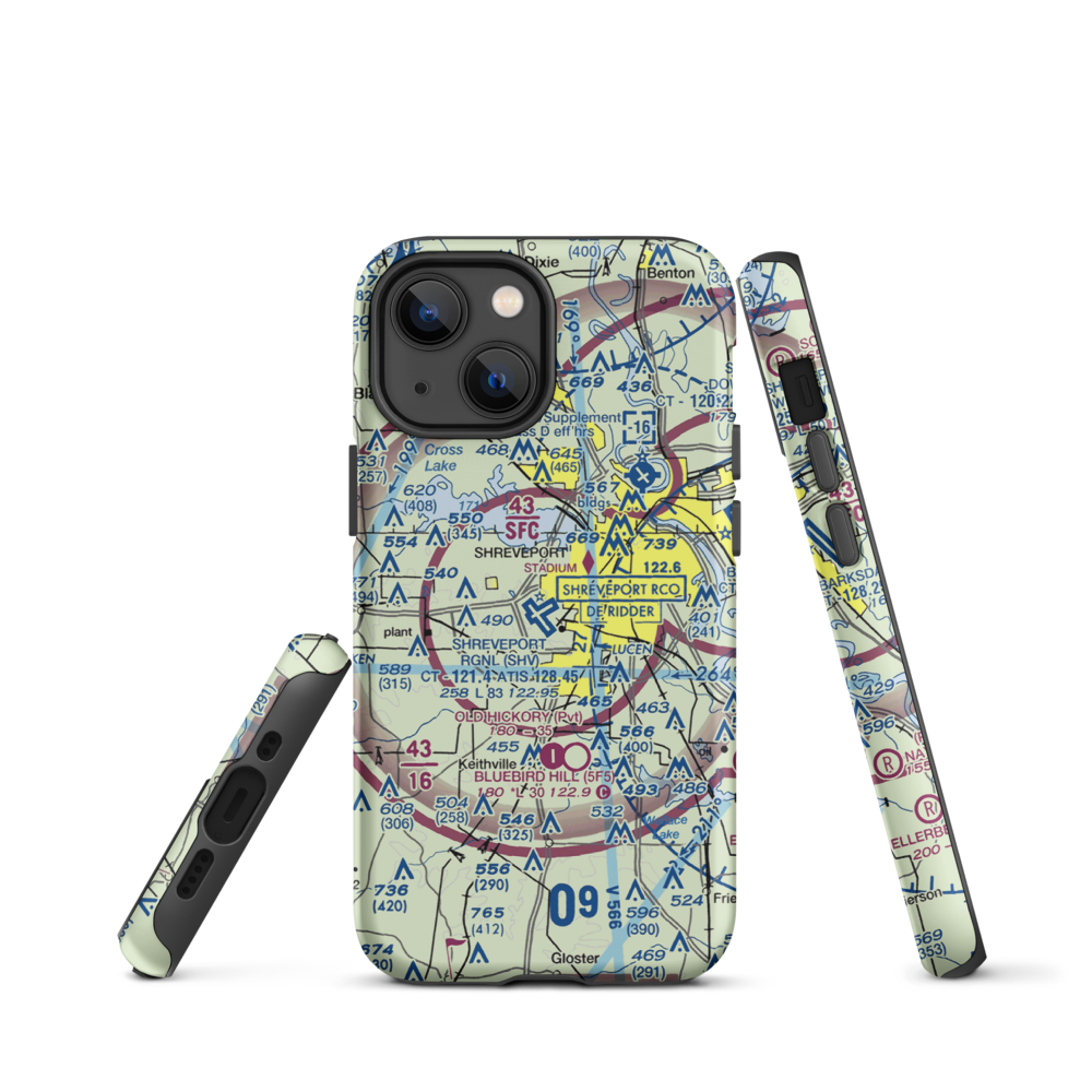 Shreveport Regional Airport (SHV) VFR Sectional  Tough iPhone Case iPhone 13 mini model shown