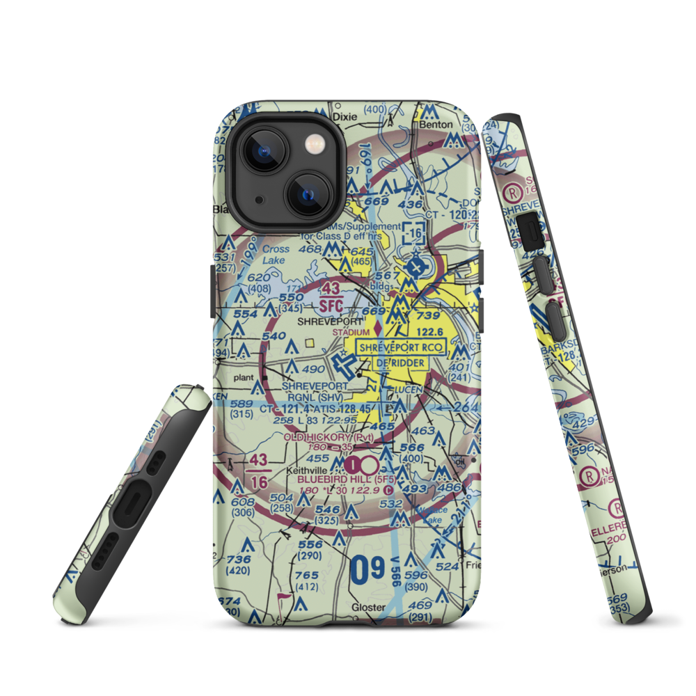 Shreveport Regional Airport (SHV) VFR Sectional  Tough iPhone Case iPhone 13 model shown