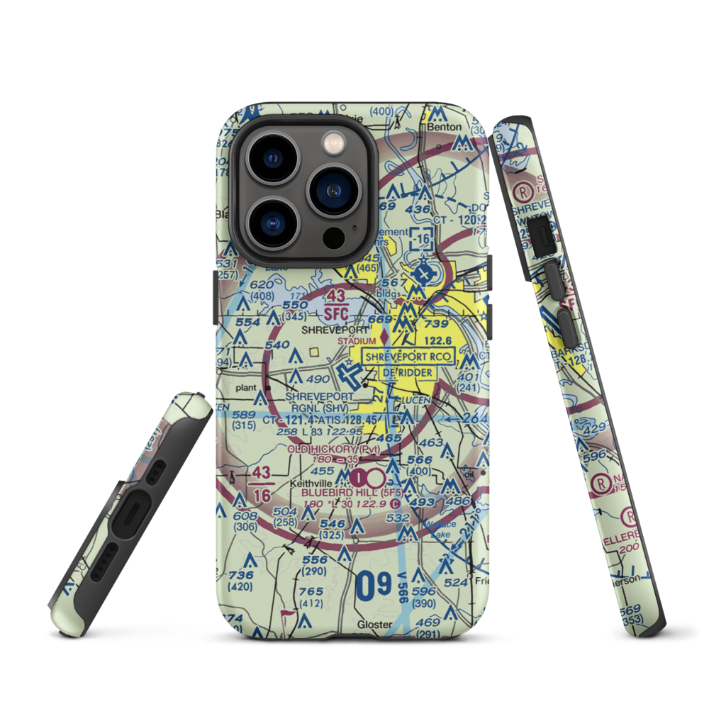 Shreveport Regional Airport (SHV) VFR Sectional  Tough iPhone Case iPhone 13 Pro model shown