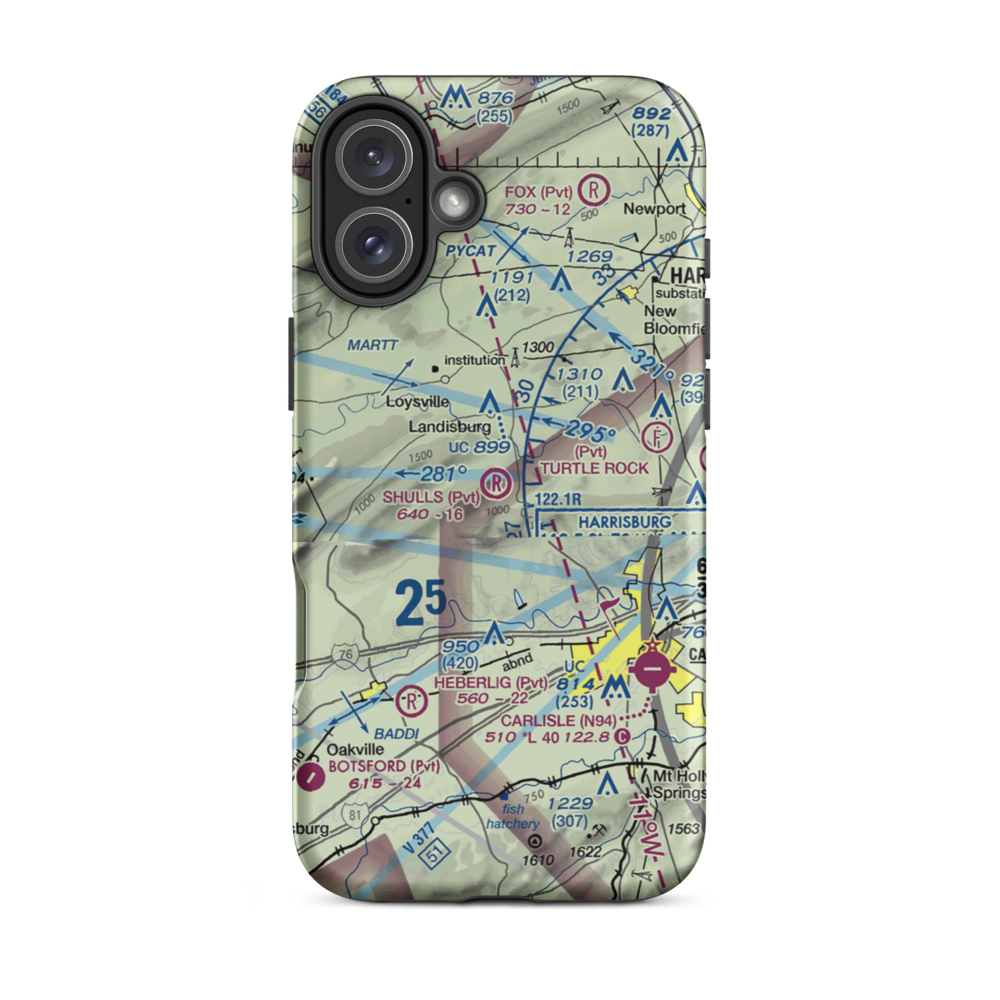 Shulls Airport (2PA8) VFR Sectional  Tough iPhone Case iPhone 16 Plus model shown