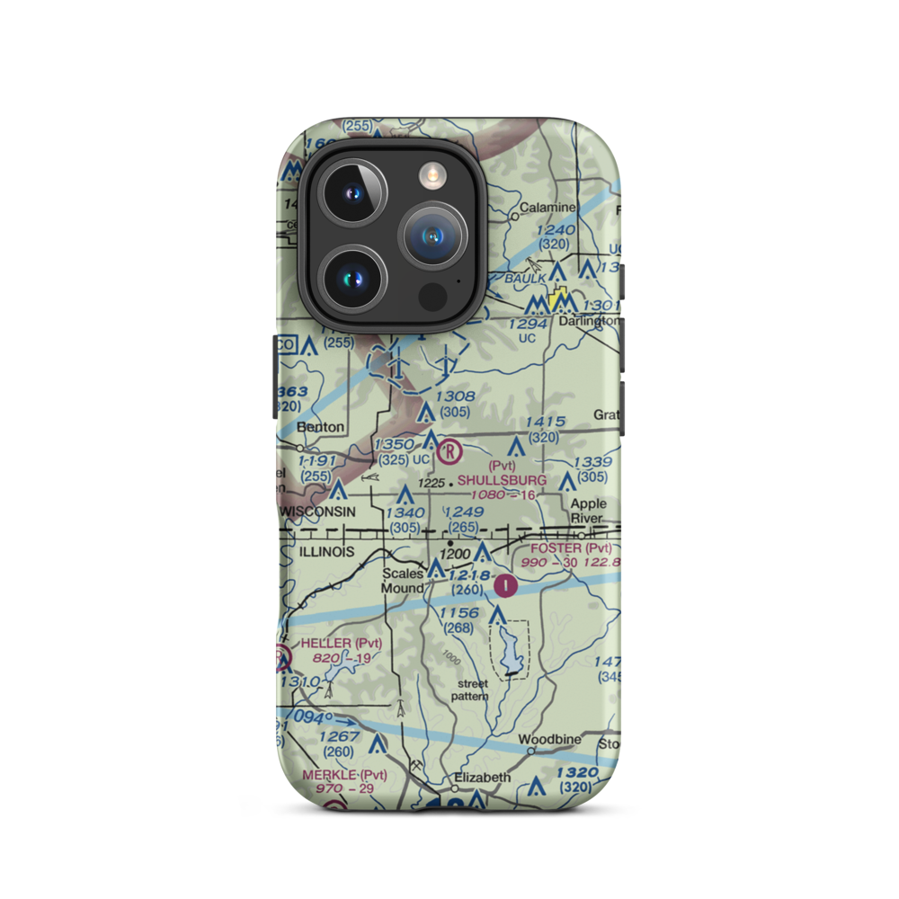 Shullsburg Airport (2WI2) VFR Sectional  Tough iPhone Case iPhone 16 Pro model shown