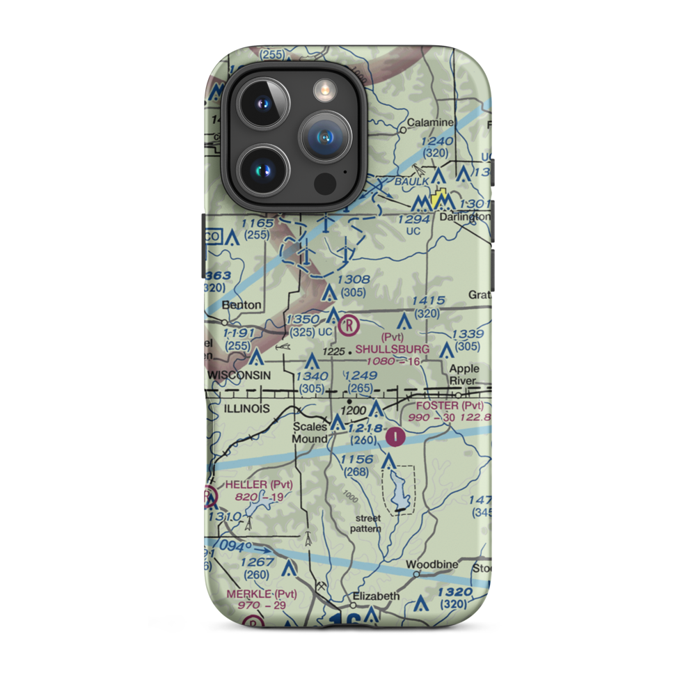 Shullsburg Airport (2WI2) VFR Sectional  Tough iPhone Case iPhone 16 Pro Max model shown