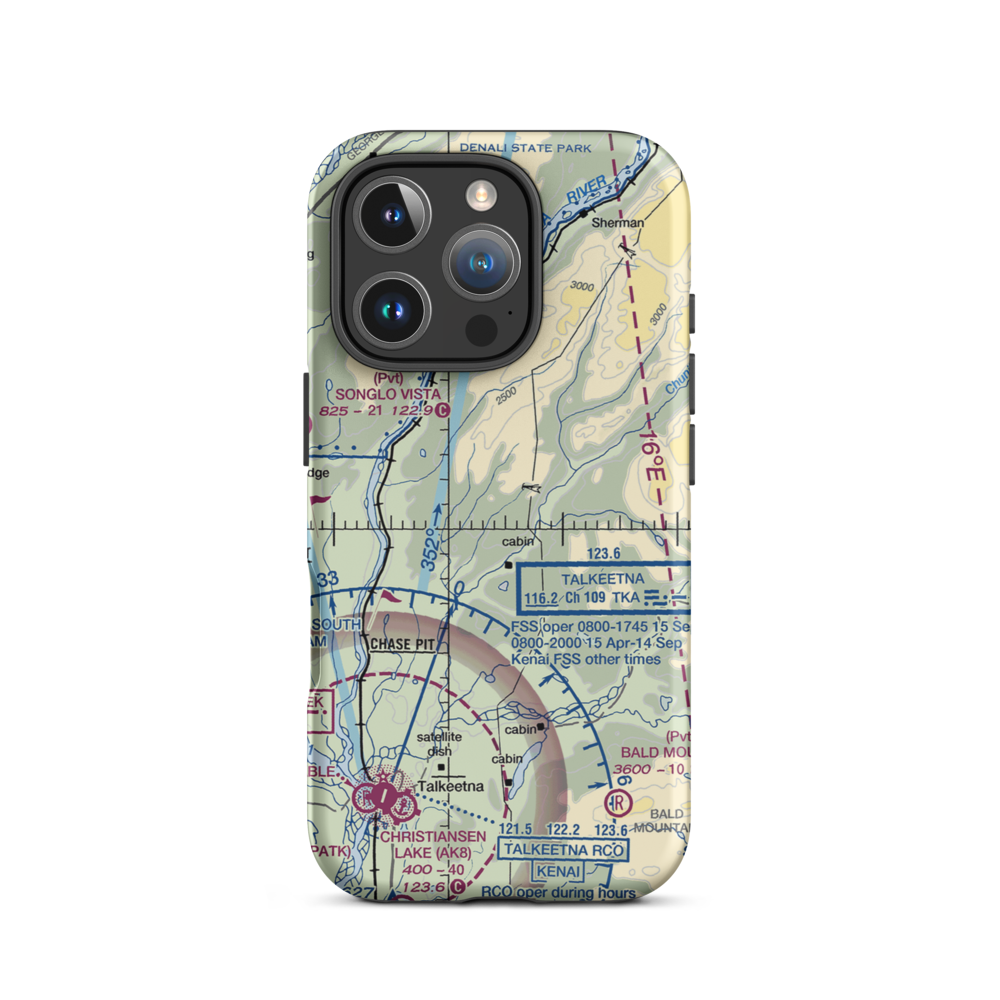 Shump Airport (AA00) VFR Sectional  Tough iPhone Case iPhone 16 Pro model shown