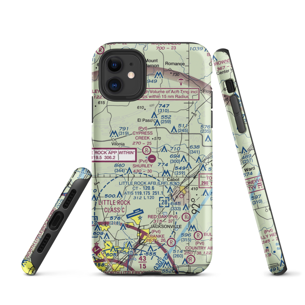 Shurley Field Airport (4AR1) VFR Sectional  Tough iPhone Case iPhone 11 model shown