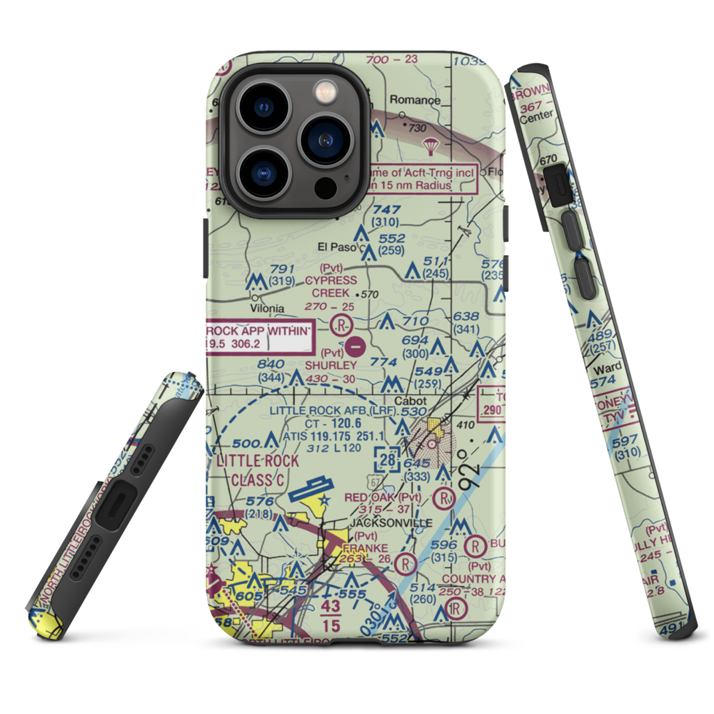 Shurley Field Airport (4AR1) VFR Sectional  Tough iPhone Case iPhone 13 Pro Max model shown