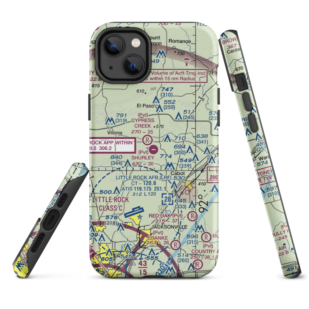 Shurley Field Airport (4AR1) VFR Sectional  Tough iPhone Case iPhone 14 Plus model shown