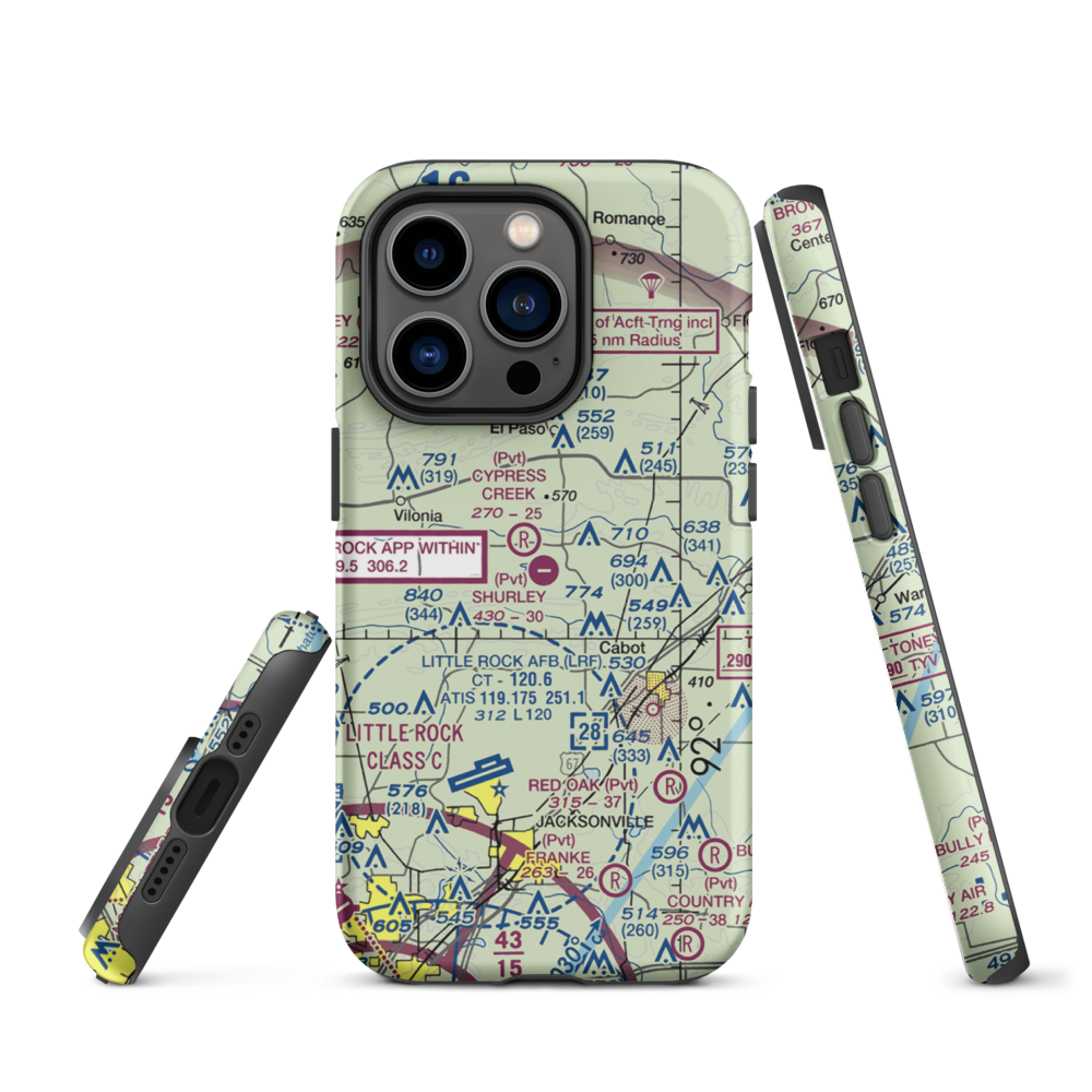 Shurley Field Airport (4AR1) VFR Sectional  Tough iPhone Case iPhone 14 Pro model shown