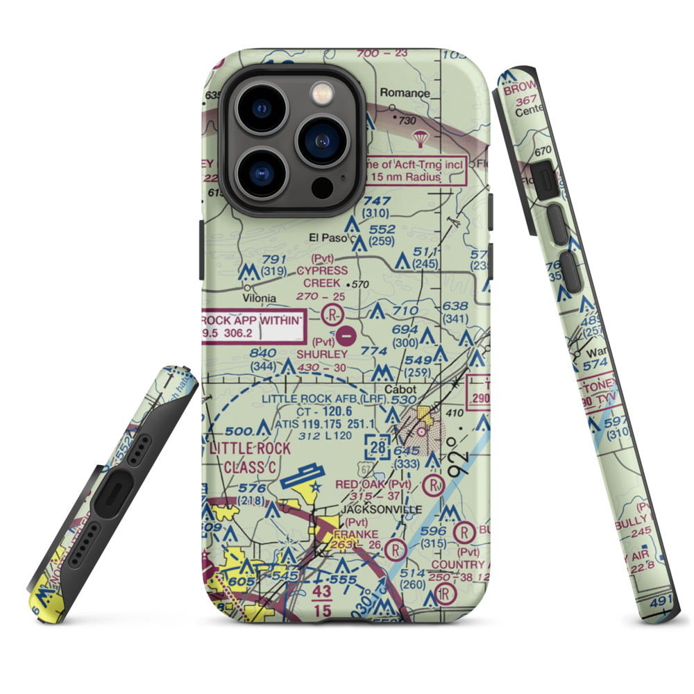 Shurley Field Airport (4AR1) VFR Sectional  Tough iPhone Case iPhone 14 Pro Max model shown