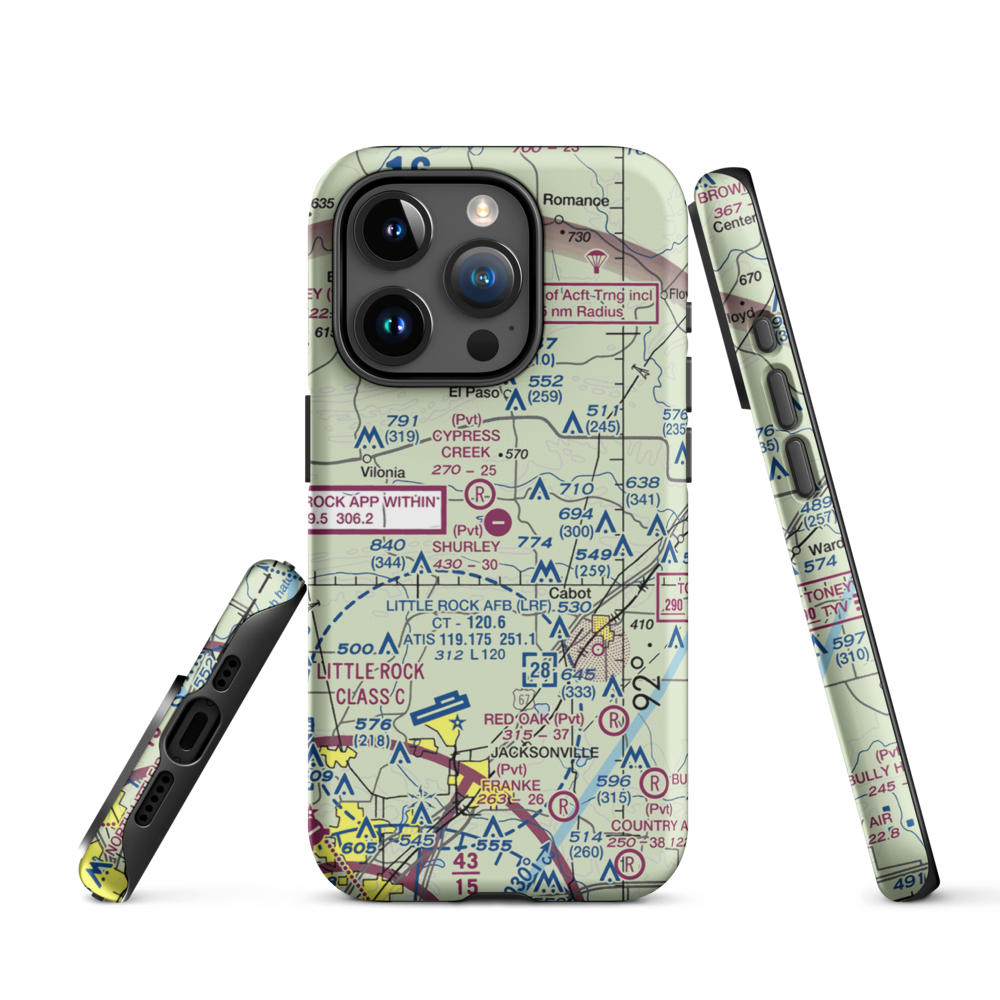 Shurley Field Airport (4AR1) VFR Sectional  Tough iPhone Case iPhone 15 Pro model shown