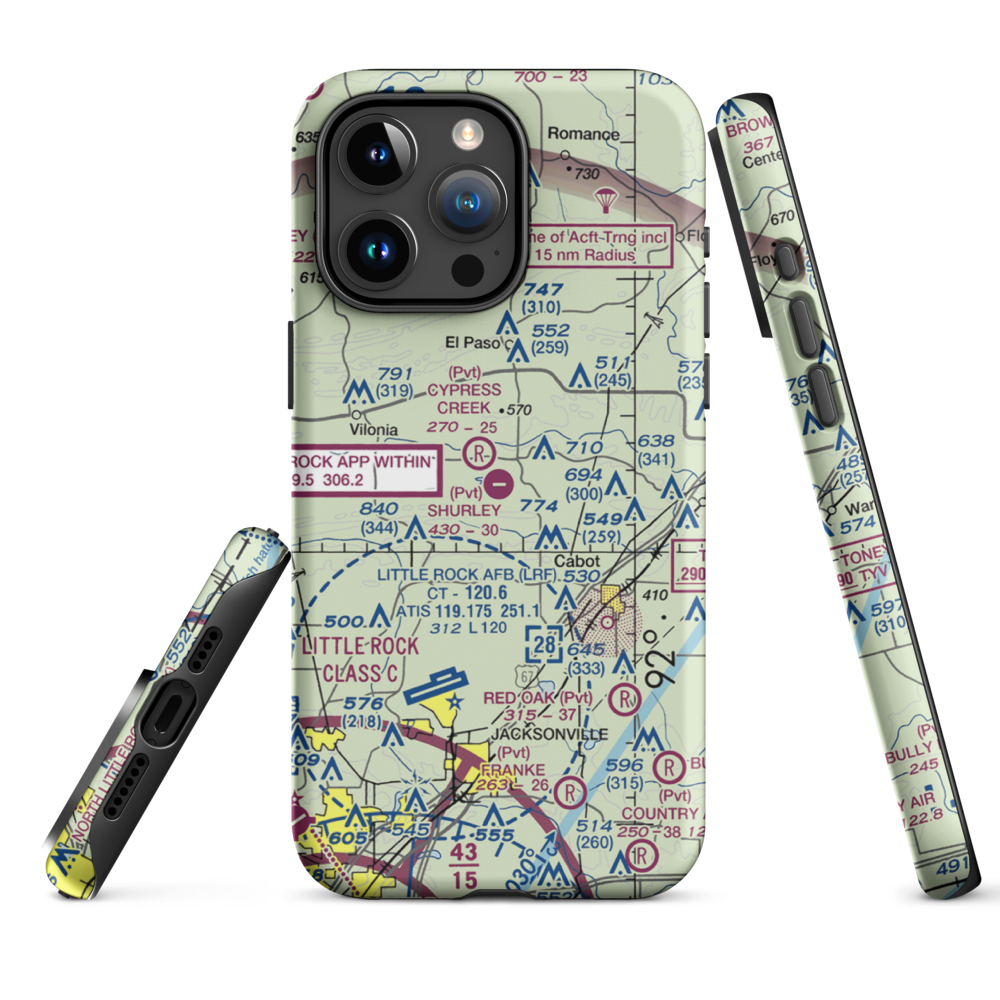 Shurley Field Airport (4AR1) VFR Sectional  Tough iPhone Case iPhone 15 Pro Max model shown