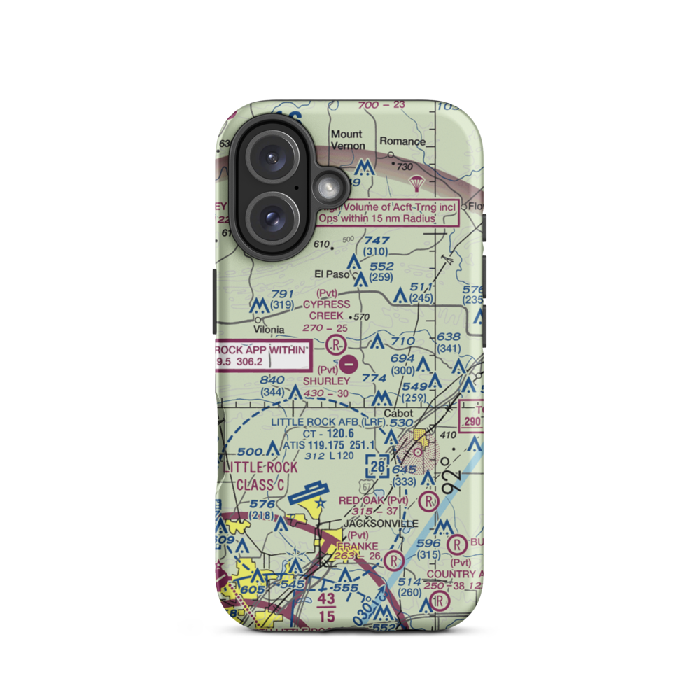 Shurley Field Airport (4AR1) VFR Sectional  Tough iPhone Case iPhone 16 model shown