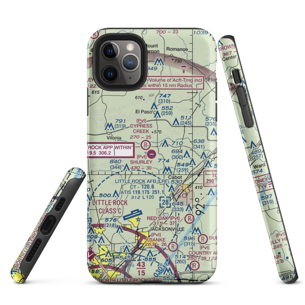 Shurley Field Airport (4AR1) VFR Sectional  Tough iPhone Case iPhone 11 Pro Max model shown
