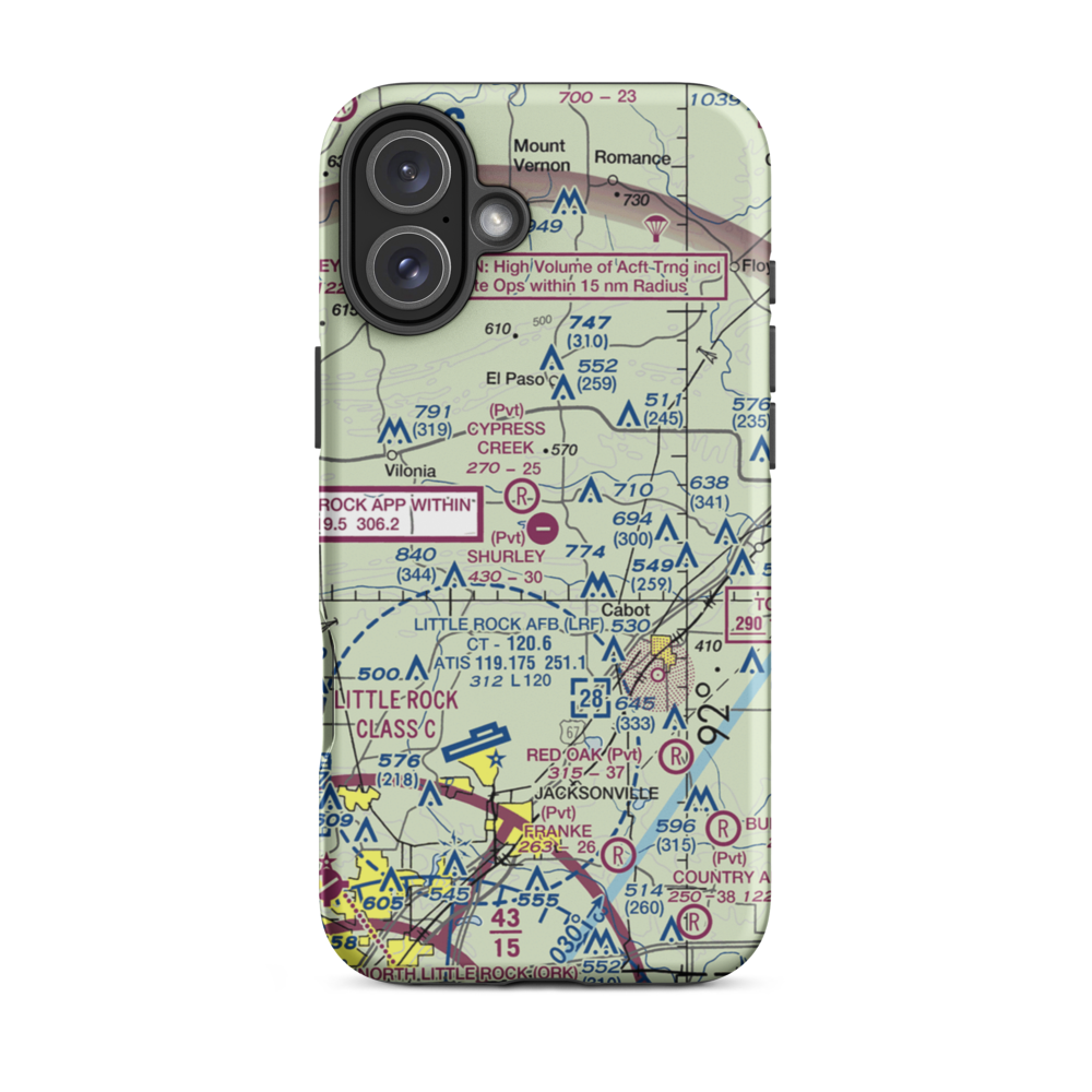 Shurley Field Airport (4AR1) VFR Sectional  Tough iPhone Case iPhone 16 Plus model shown