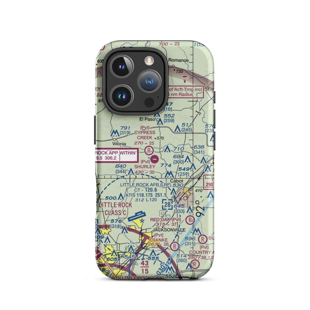 Shurley Field Airport (4AR1) VFR Sectional  Tough iPhone Case iPhone 16 Pro model shown