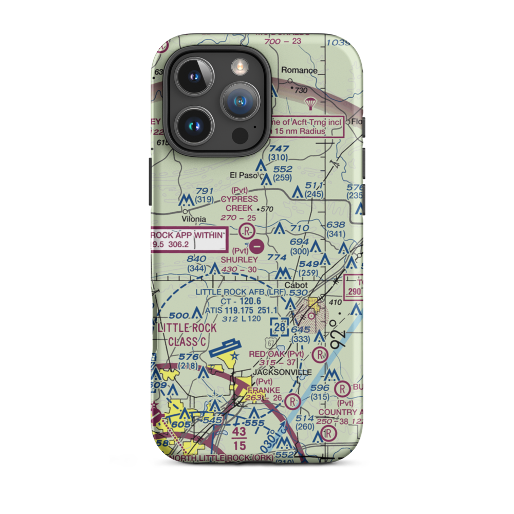 Shurley Field Airport (4AR1) VFR Sectional  Tough iPhone Case iPhone 16 Pro Max model shown