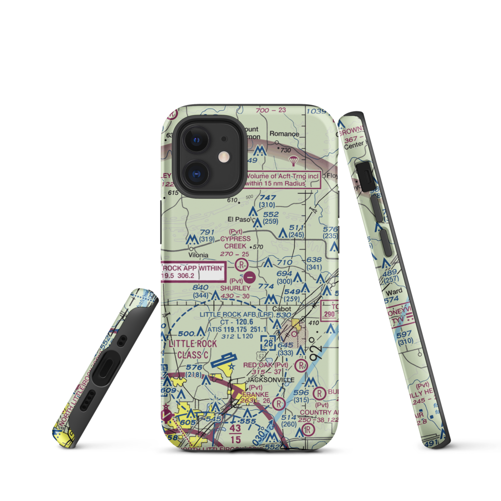 Shurley Field Airport (4AR1) VFR Sectional  Tough iPhone Case iPhone 12 mini model shown