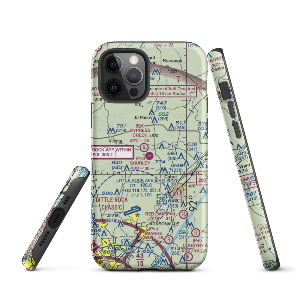 Shurley Field Airport (4AR1) VFR Sectional  Tough iPhone Case iPhone 12 Pro model shown