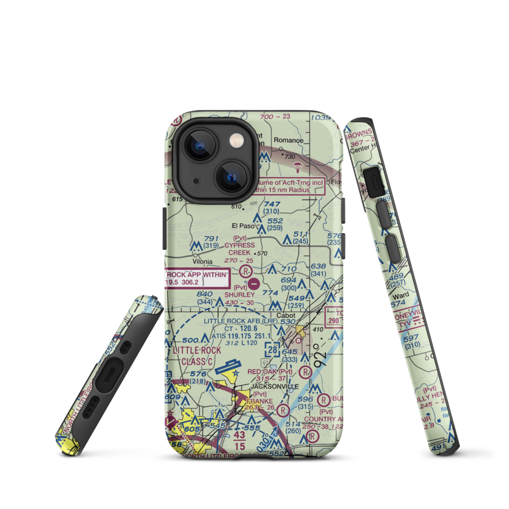 Shurley Field Airport (4AR1) VFR Sectional  Tough iPhone Case iPhone 13 mini model shown