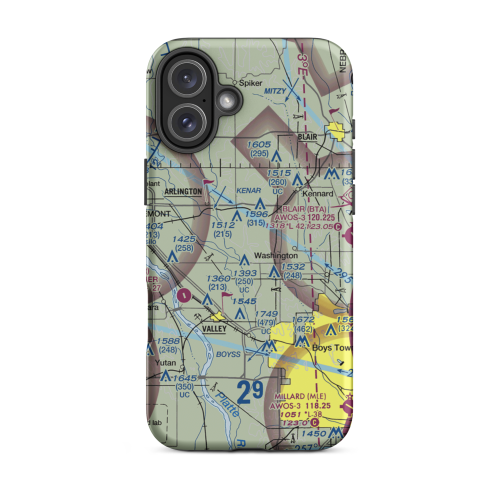 Sibbernsen Airport (1NE5) VFR Sectional  Tough iPhone Case iPhone 16 Plus model shown