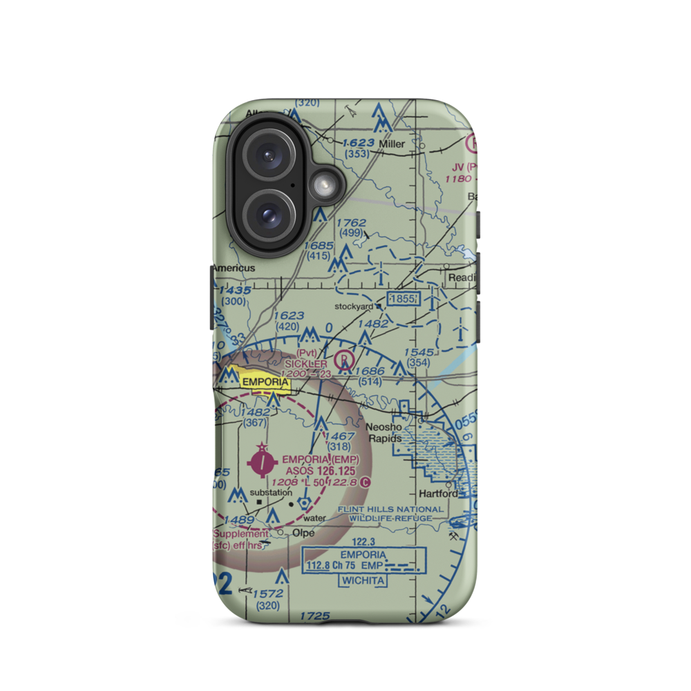 Sickler Airstrip (15KS) VFR Sectional  Tough iPhone Case iPhone 16 model shown