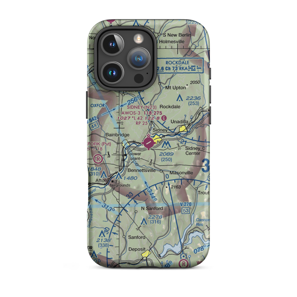 Sidney Municipal Airport (N23) VFR Sectional  Tough iPhone Case iPhone 16 Pro Max model shown