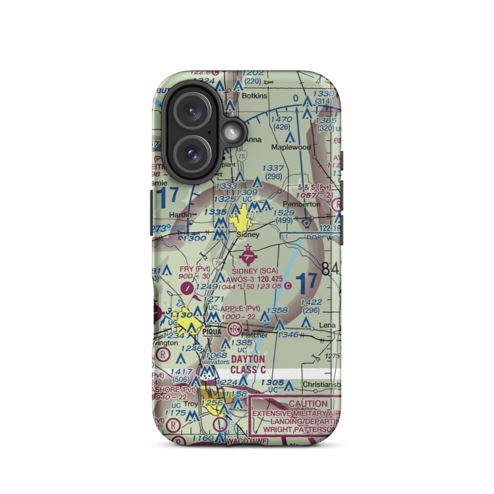 Sidney Municipal Airport (SCA) VFR Sectional  Tough iPhone Case iPhone 16 model shown