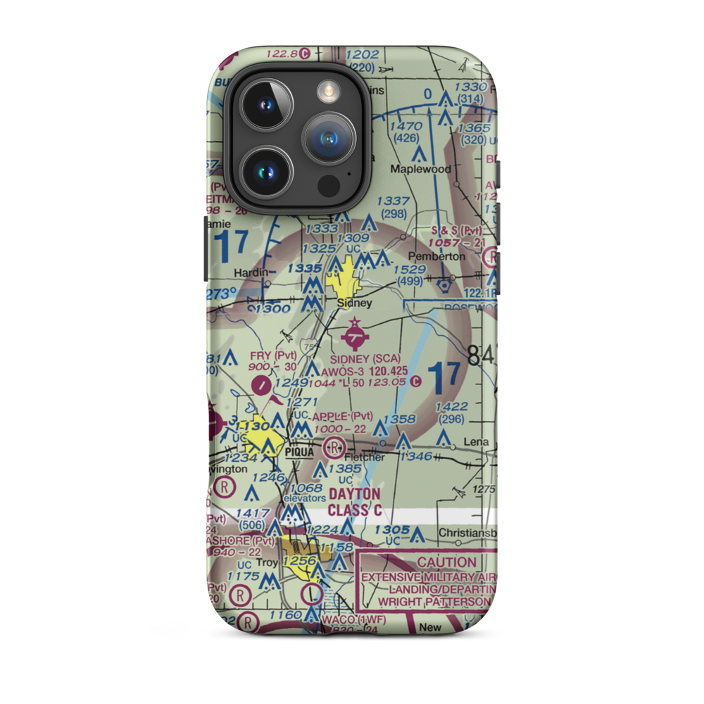 Sidney Municipal Airport (SCA) VFR Sectional  Tough iPhone Case iPhone 16 Pro Max model shown