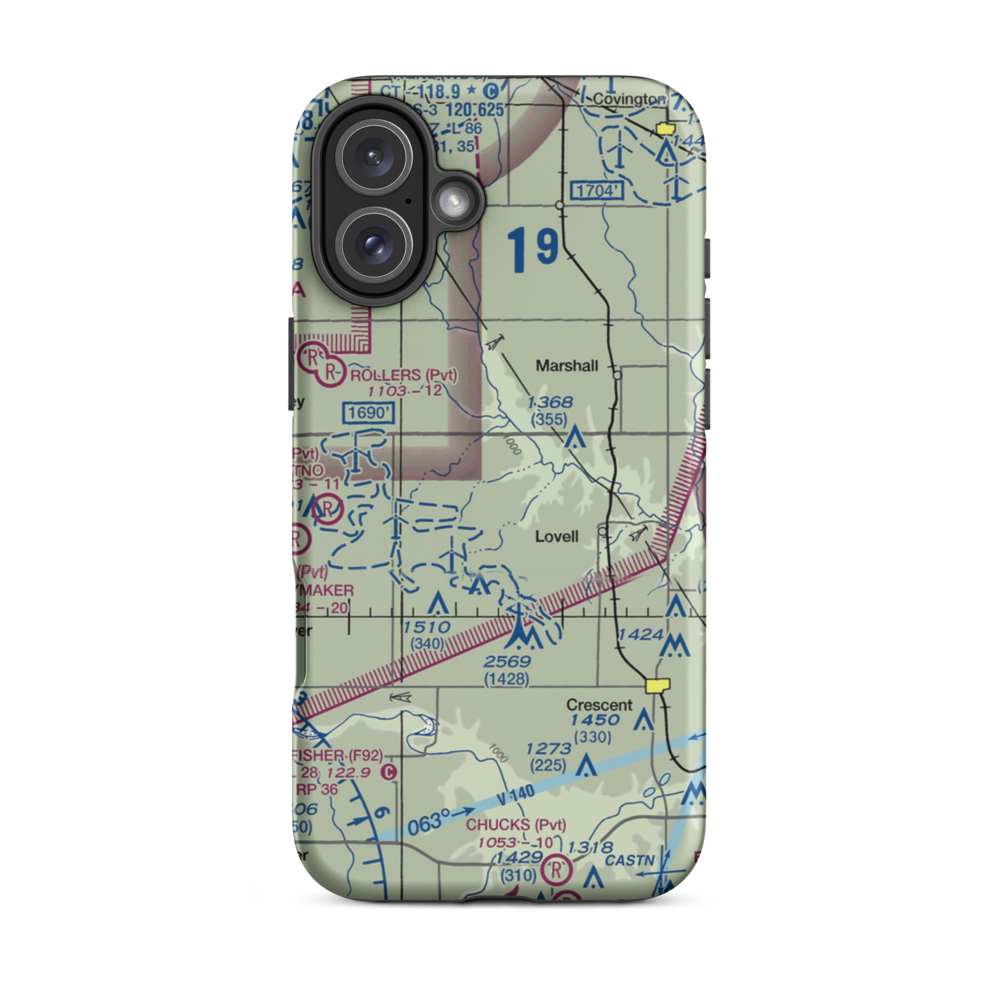 Siegmanns Airport (OK42) VFR Sectional  Tough iPhone Case iPhone 16 Plus model shown
