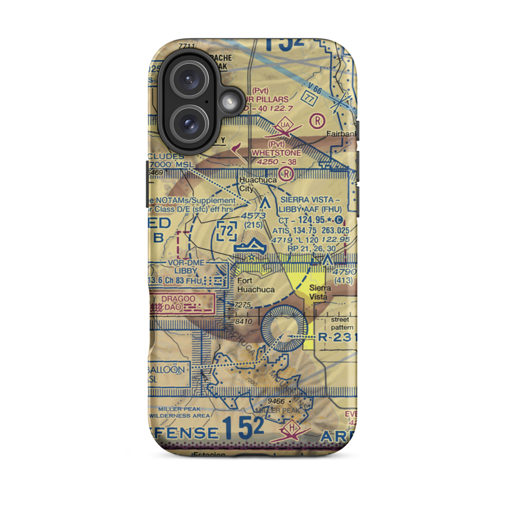 Sierra Vista Municipal Libby Army Air Field (FHU) VFR Sectional  Tough iPhone Case iPhone 16 Plus model shown