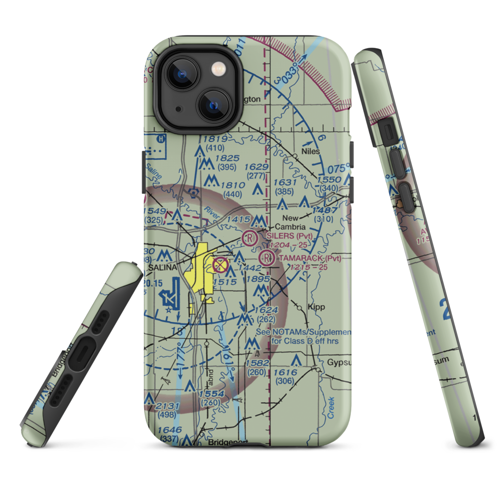 Silers Plane Valley Airport (1KS6) VFR Sectional  Tough iPhone Case iPhone 14 Plus model shown