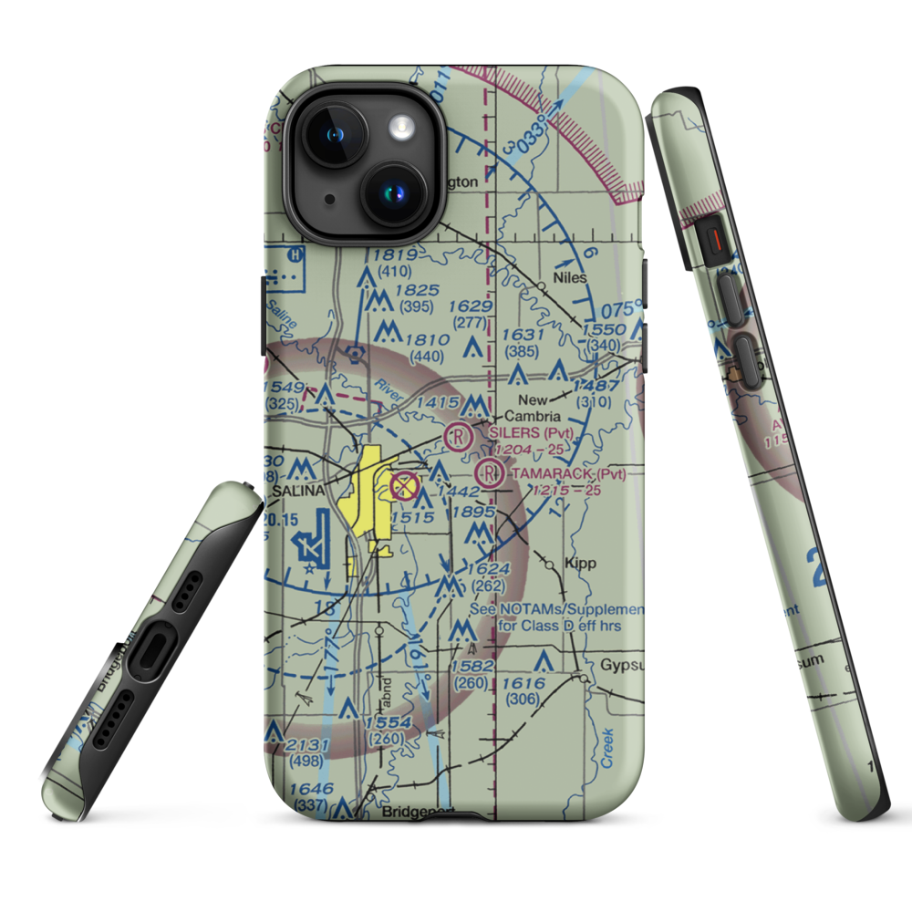 Silers Plane Valley Airport (1KS6) VFR Sectional  Tough iPhone Case iPhone 15 Plus model shown