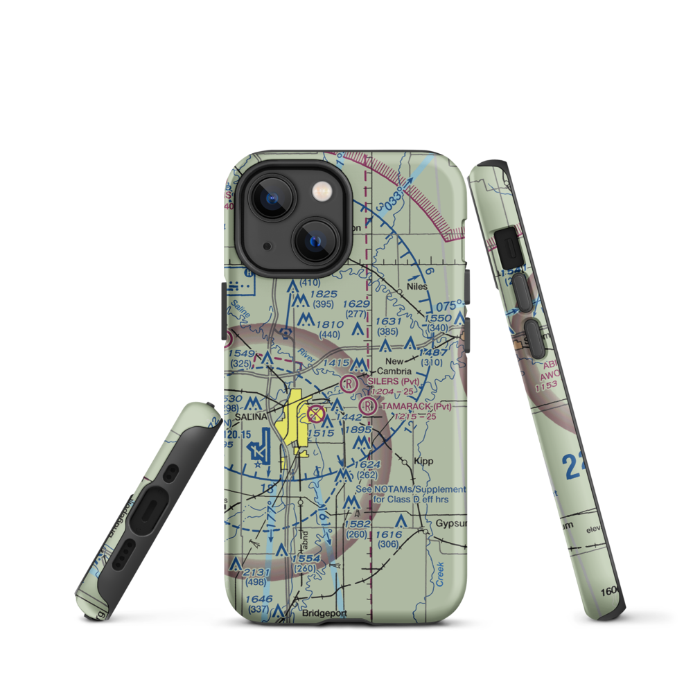 Silers Plane Valley Airport (1KS6) VFR Sectional  Tough iPhone Case iPhone 13 mini model shown