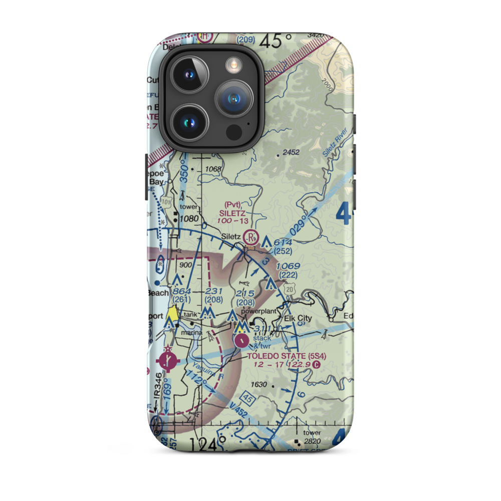 Siletz Airport (5OR3) VFR Sectional  Tough iPhone Case iPhone 16 Pro Max model shown