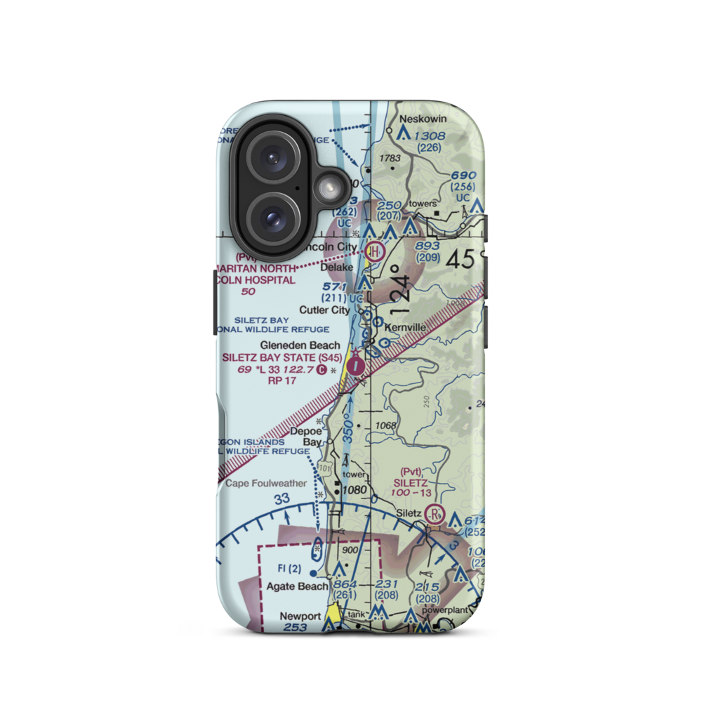 Siletz Bay State Airport (S45) VFR Sectional  Tough iPhone Case iPhone 16 model shown