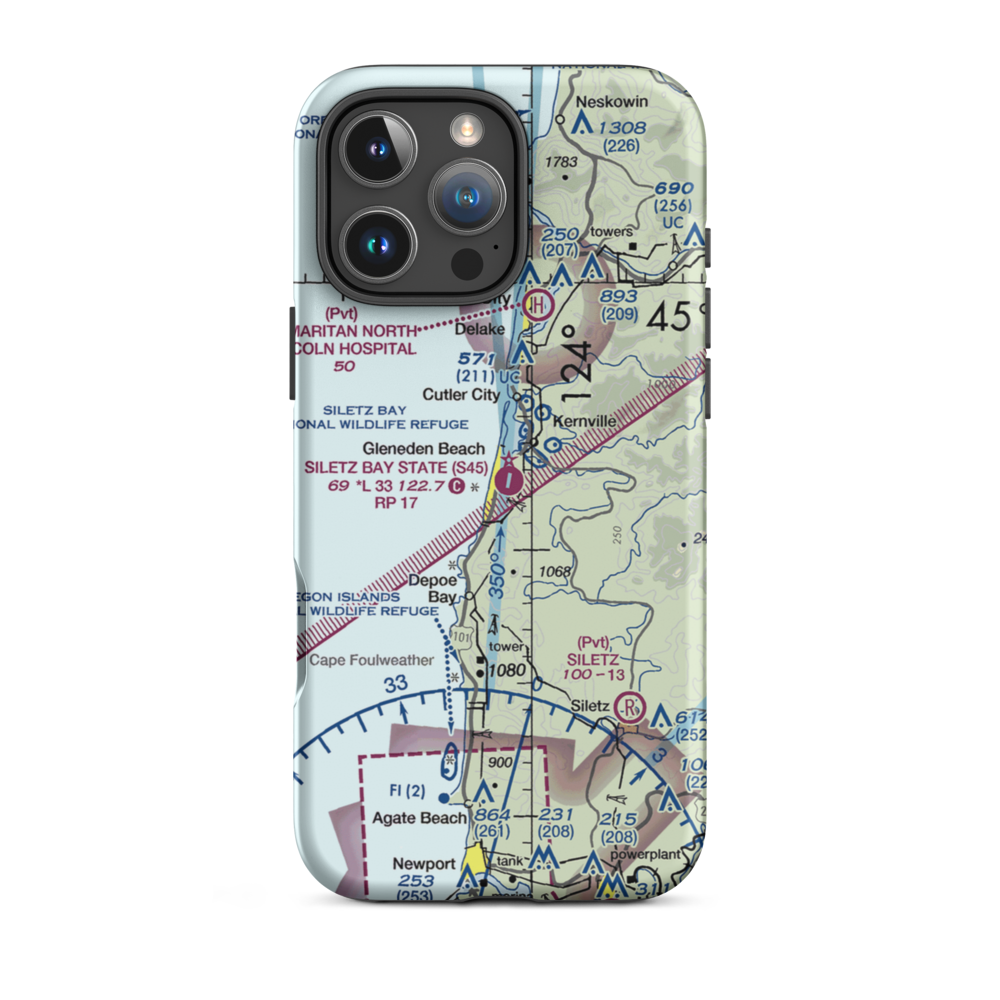 Siletz Bay State Airport (S45) VFR Sectional  Tough iPhone Case iPhone 16 Pro Max model shown