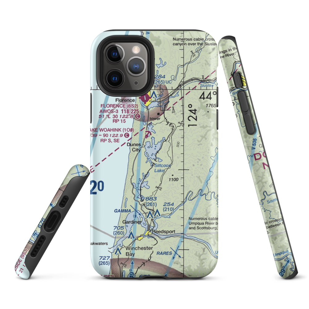 Siltcoos Lake Seaplane Base (5J2) VFR Sectional  Tough iPhone Case iPhone 11 Pro model shown