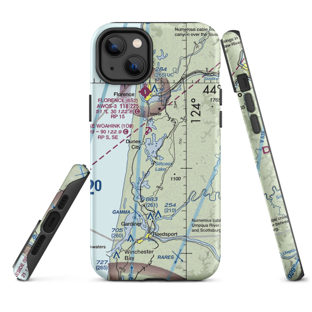 Siltcoos Lake Seaplane Base (5J2) VFR Sectional  Tough iPhone Case iPhone 14 Plus model shown