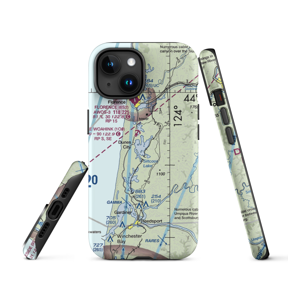 Siltcoos Lake Seaplane Base (5J2) VFR Sectional  Tough iPhone Case iPhone 15 model shown
